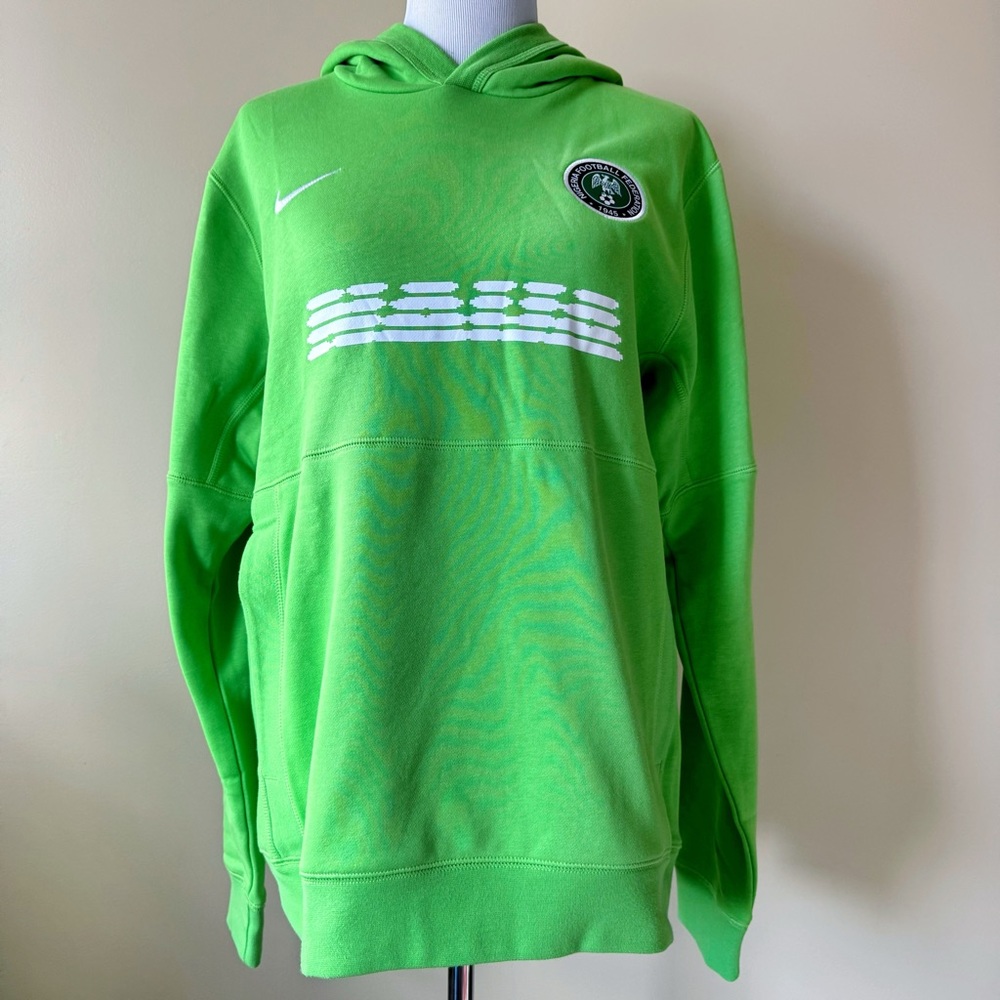 Nike French Terry Nigeria National Soccer Hoodie Mens Medium Lime Green Football